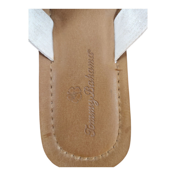 Tommy Bahama Flip flop sandals cream brown summer beach - Picture 5 of 12
